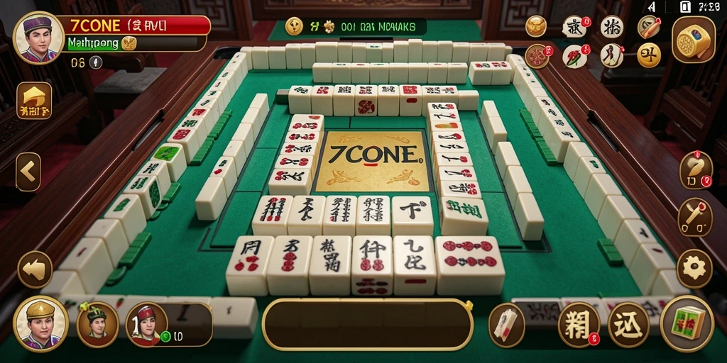 Screenshot 7CONE menampilkan permainan Mahjong yang penuh warna dan mengasyikkan.