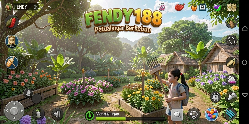Tampilan gameplay FENDY188 dengan kebun yang indah.