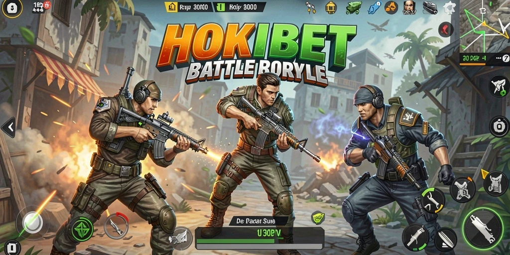 Gameplay HOKIBET yang seru dalam pertempuran Battle Royale.