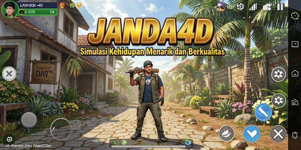 Tampilan gameplay menarik dari JANDA4D yang menggambarkan simulasi kehidupan.