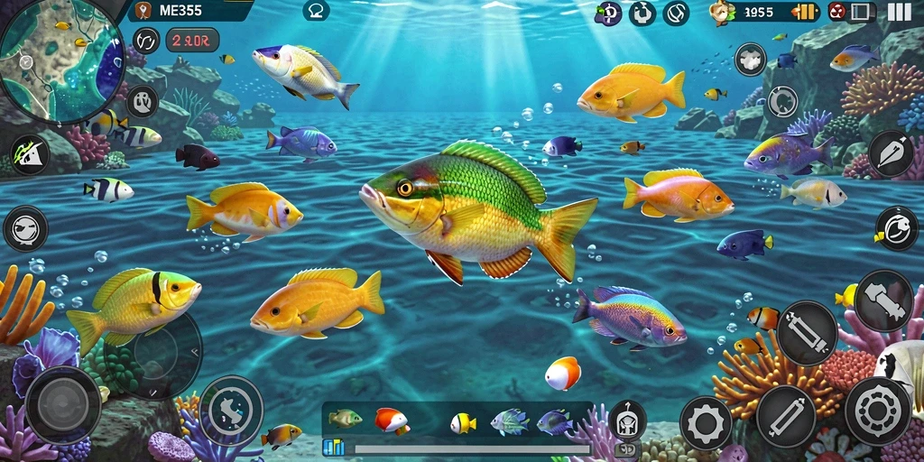 Gameplay seru dengan grafis memukau di ME355 Tembak Ikan.