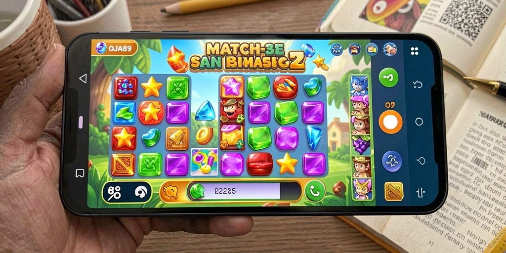 Tampilan gameplay seru dari OJA89 dengan simbol-simbol yang memukau.