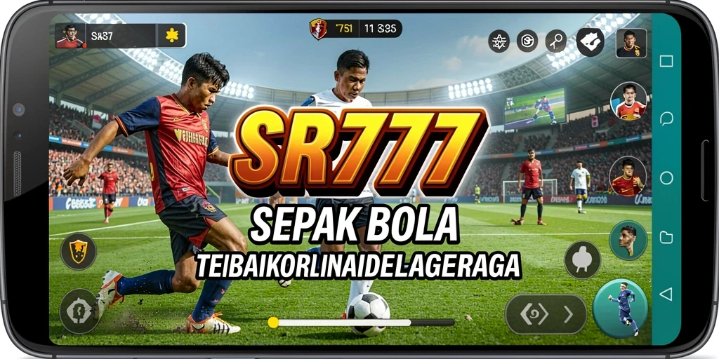 Tangkapan layar gameplay SR777 menampilkan aksi seru dalam pertandingan sepak bola.