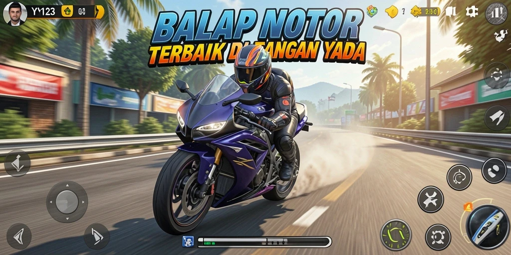 Screenshot gameplay <strong>YY123</strong> dengan balapan yang seru dan mendebarkan.